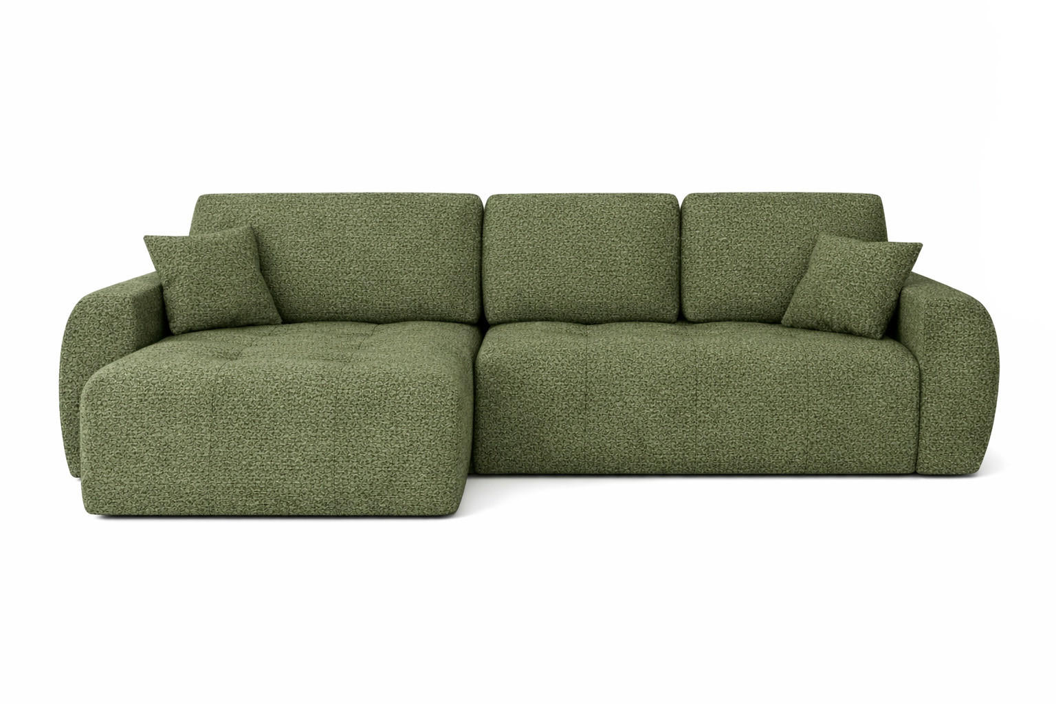 ECKSOFA Mit Schlaffunktion Und Bettkasten L-Form Ivo L, Chenille-Stoff Artico, Moss, Links - Grün, Holz (250/142cm) - Kaiser Möbel