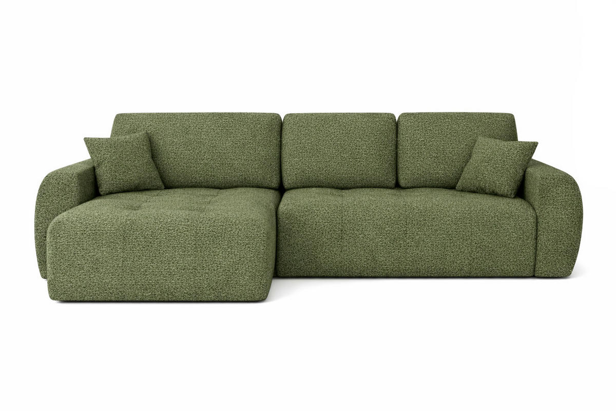 ECKSOFA Mit Schlaffunktion Und Bettkasten L-Form Ivo L, Chenille-Stoff Artico, Moss, Links - Grün, Holz (250/142cm) - Kaiser Möbel