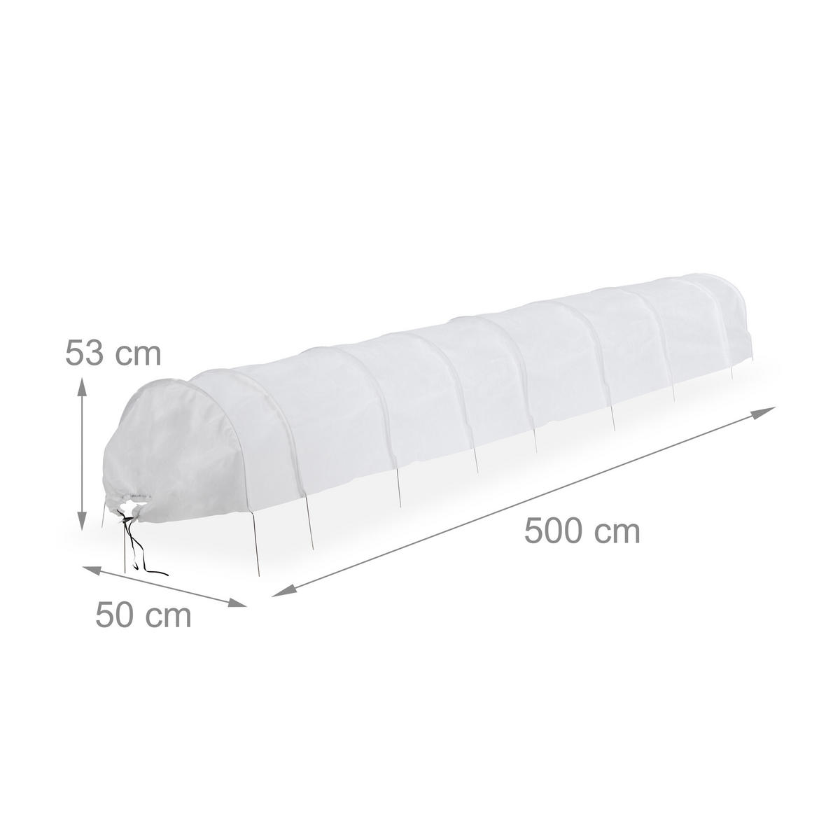 PFLANZTUNNEL - Weiß, Textil/Metall (50/53/500cm) - Relaxdays