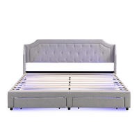 STAURAUMBETT 180/200 cm DE-00459, in Grau, 2 Schubladen und LED - Grau, Metall (180/200cm) - ComfortXL