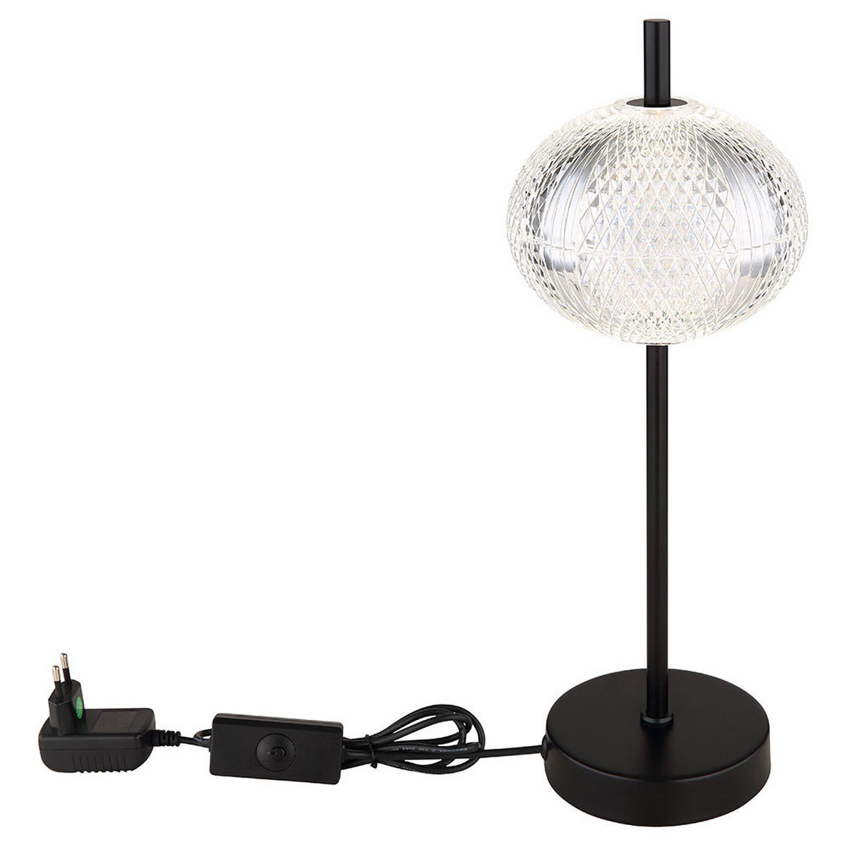 LED TISCHLEUCHTE AIDA Schwarz Kristalloptik 2er Set - Schwarz, Metall (15/15/40cm) - Globo Lighting
