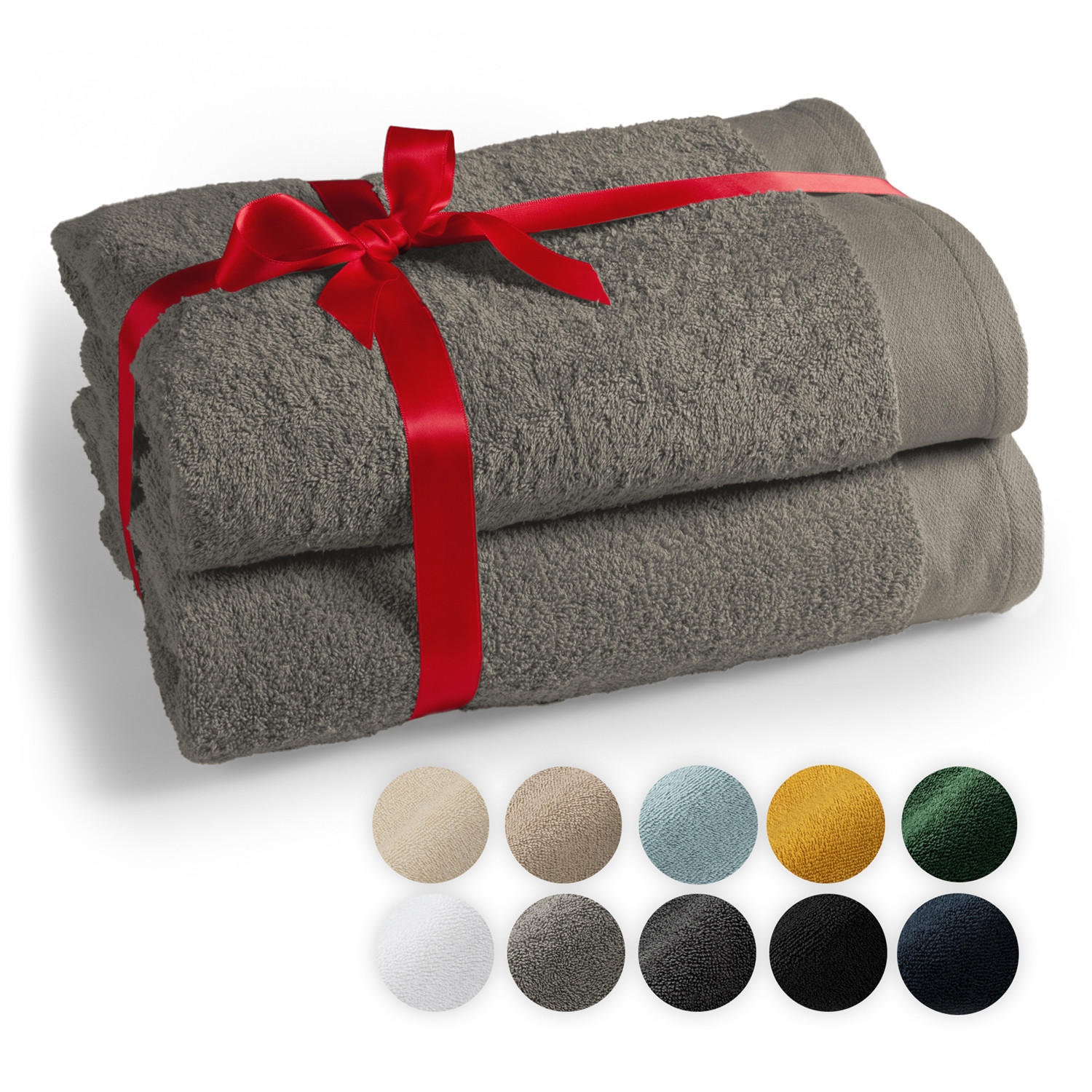 SAUNATUCH Grau, 2er-Set - Grau, Textil (80/200cm) - Blumtal