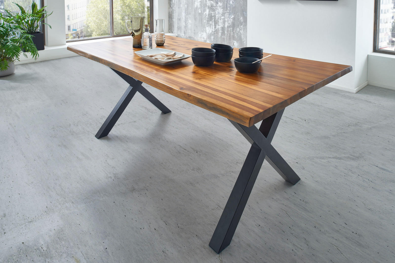 TISCHPLATTE ESRA - Cognac/Braun, Akazienholz/Holz (100/200/3cm) - SAM