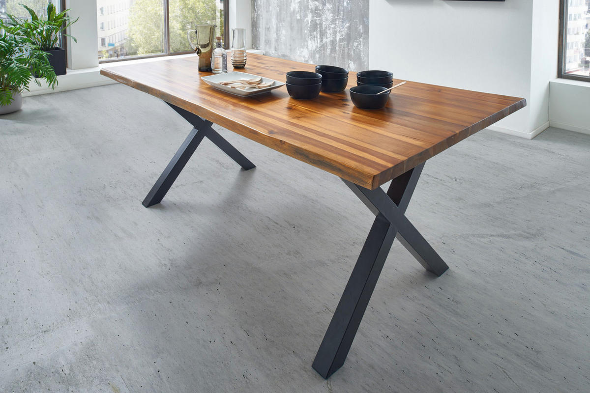 TISCHPLATTE ESRA - Cognac/Braun, Akazienholz/Holz (100/200/3cm) - SAM