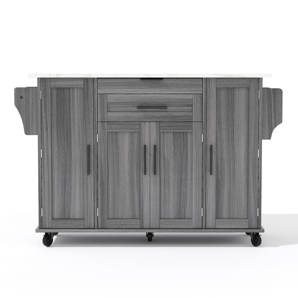 KÜCHENINSEL 136/70/92 cm aus MDF mit ausziehbarer Arbeitsplatte und verdeckter Besteckschublade Grau - Grau, Holzwerkstoff (136/92/70cm) - Modenvie
