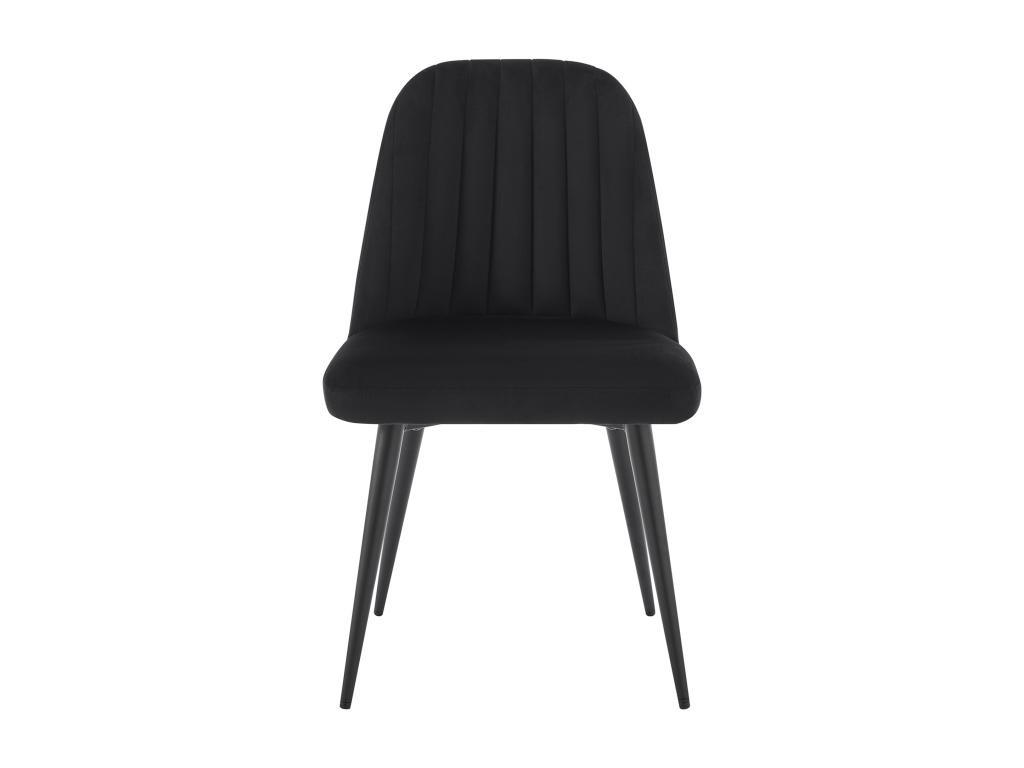 STUHL 2er-Set - Samt & Metall - Schwarz - ELEANA - Schwarz, Textil (52/81/49cm) - Vente-Unique