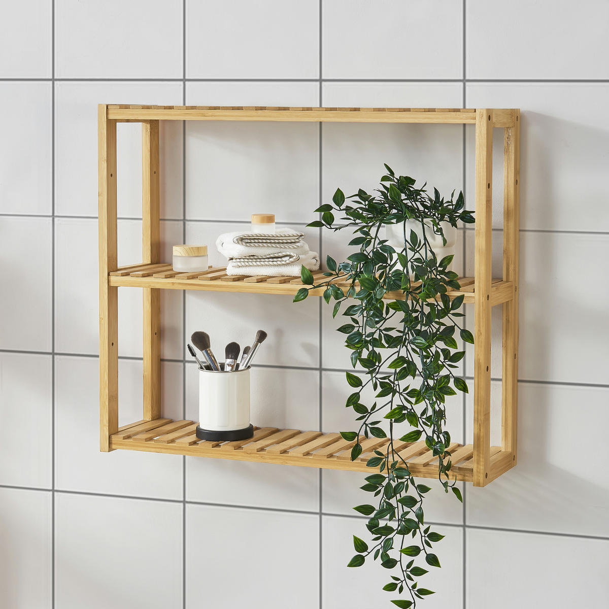 BADEZIMMERREGAL Örnsköldsvik - Naturfarben, Holz (60/54/15cm) - [en.casa]