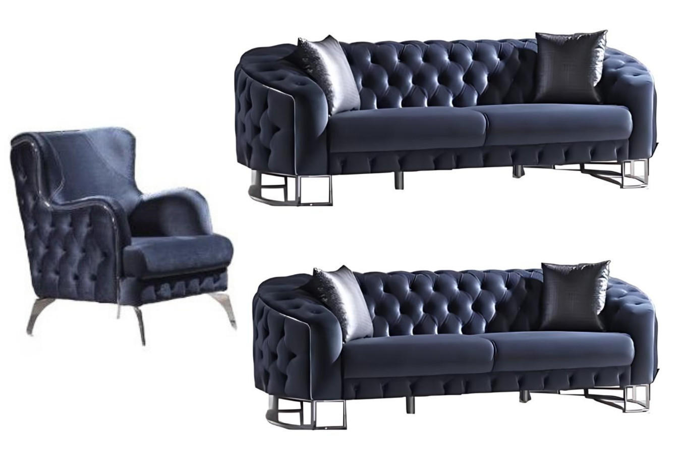 SITZGARNITUR Rocco Anthrazit Stellvariante:2+2+1 - Anthrazit, Holz (180/80/100cm) - Villa Möbel