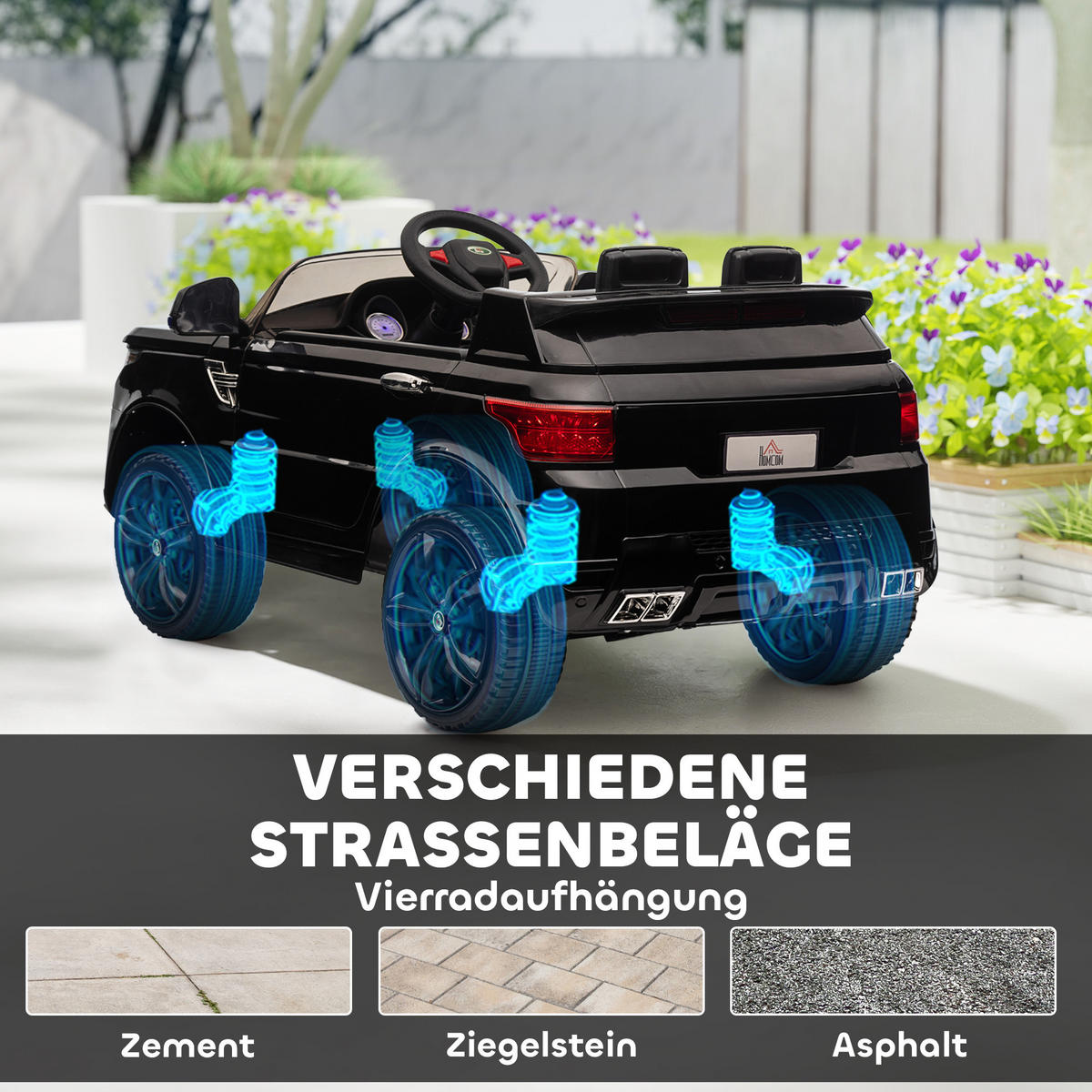 KINDER-ELEKTROAUTO DE-06121 SUV mit Fernbedienung und Sicherheitsgurt Schwarz - Schwarz, Kunststoff/Metall (110/68/52cm) - ComfortXL