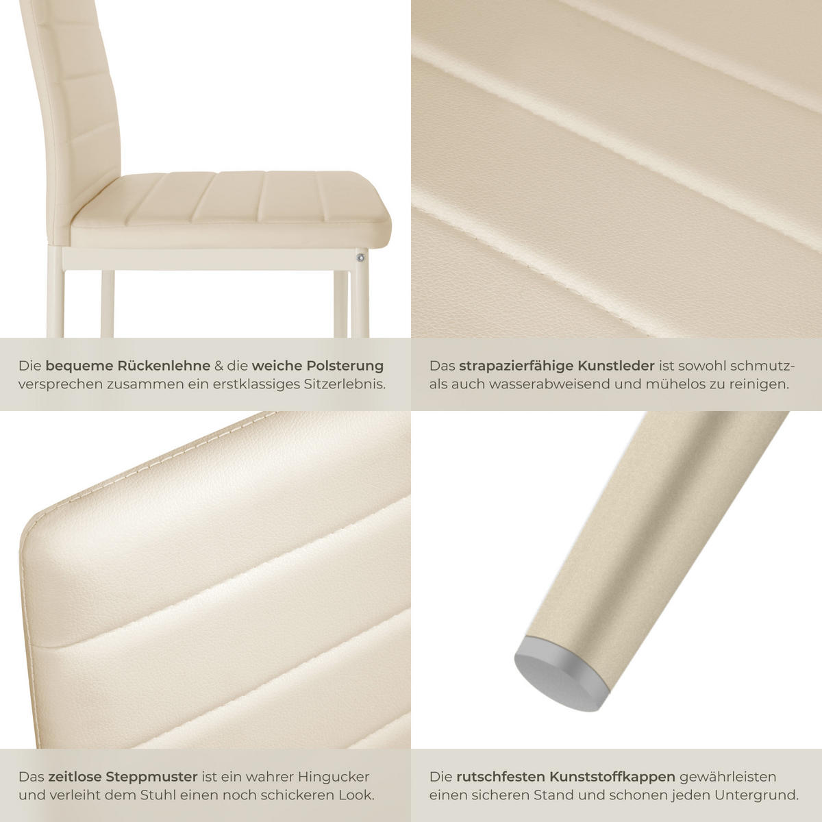 ESSZIMMERSTUHL 4er Set Thomas 41 x 45 x 98 5 cm beige - Beige, Textil (48/98.5/45cm) - tectake