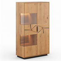 VITRINE Tirano Eiche Natur / Hirnholz 83 / 39 / 147cm - Hellbraun/Eichefarben, Holz/Metall (83/147/39cm) - Feldmann-Wohnen