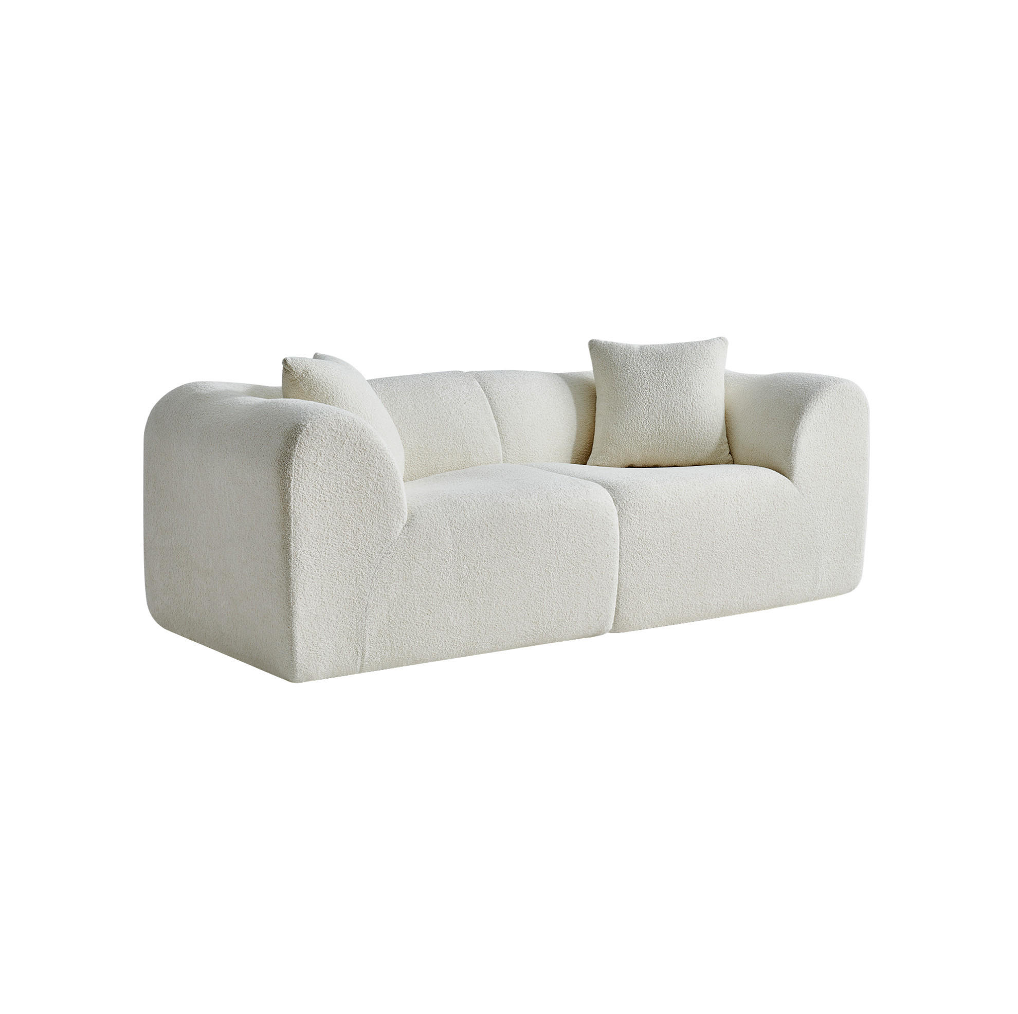 2-SITZER 193/87/67 cm beige aus Samtstoff mit 2 Kissen - Beige, Textil (87/67/193cm) - OKWISH