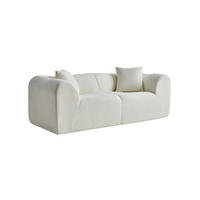 2-SITZER 193/87/67 cm beige aus Samtstoff mit 2 Kissen - Beige, Textil (87/67/193cm) - OKWISH