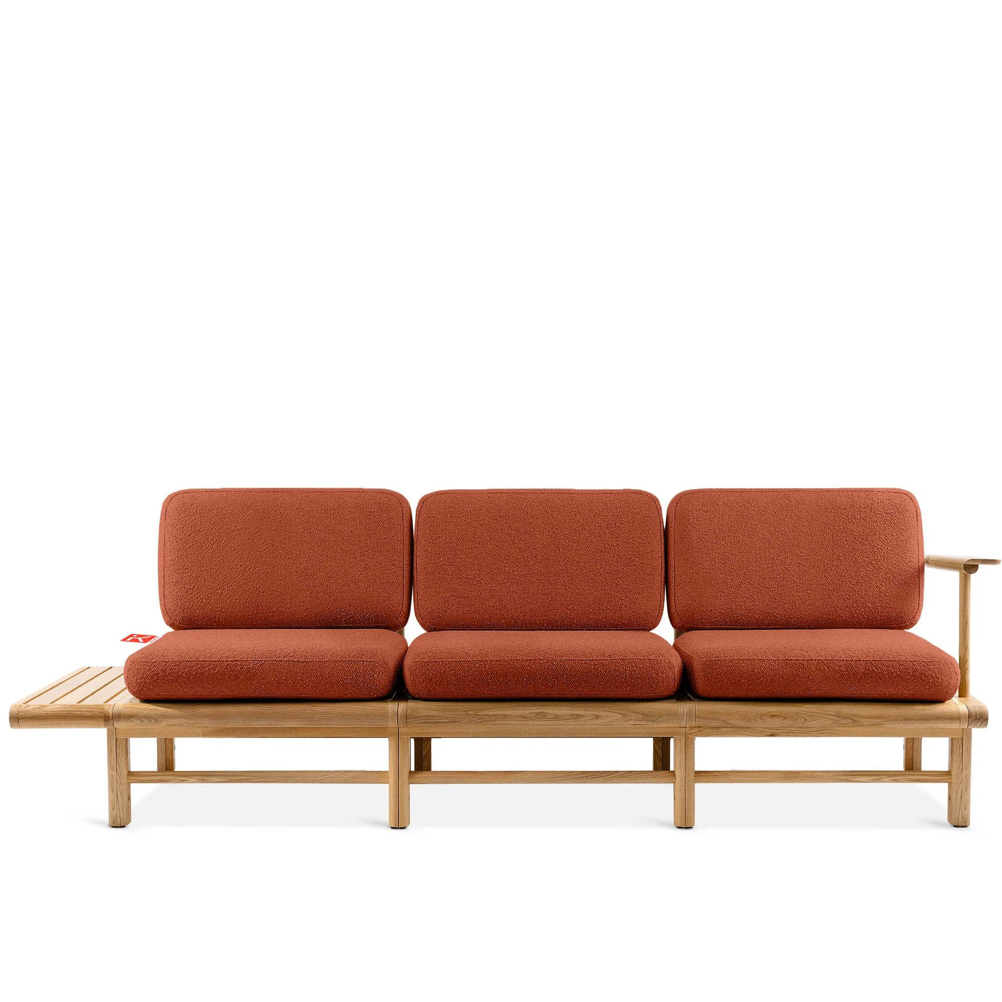GARTENSOFA ATREDA 3-Sitzer, mit Ablage - Orange, Holz/Textil (245/74/80cm) - KONSIMO®