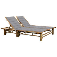 2-PERSONEN-SONNENLIEGE mit Auflagen Bambus - Grau, Holz (130/87/200cm) - furnicato