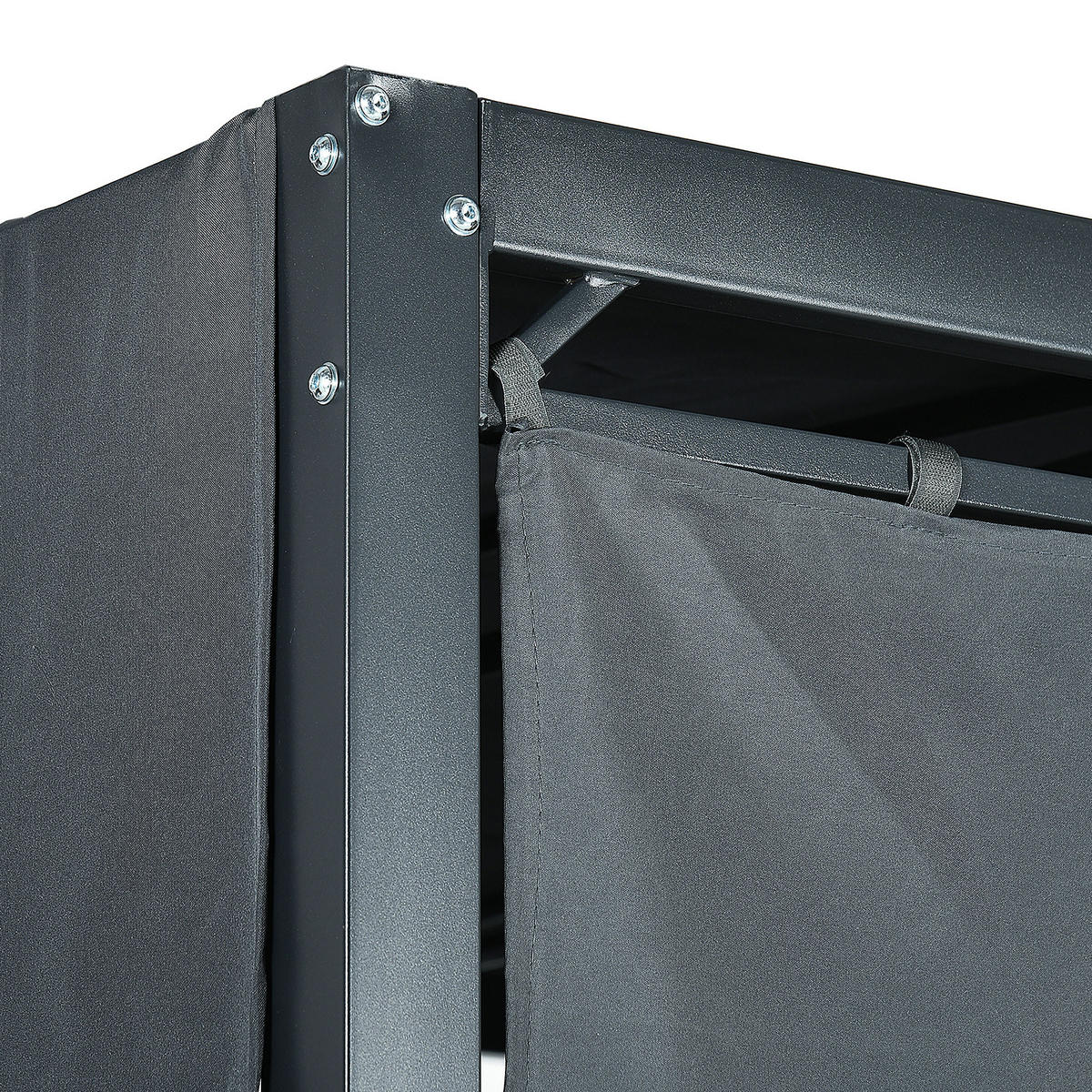 HOLLYWOODSCHAUKEL mit Peogola, Gartenschaukel inkl. Kissen für Garten Dunkelgrau - Dunkelgrau, Metall (180/210/235cm) - Outsunny