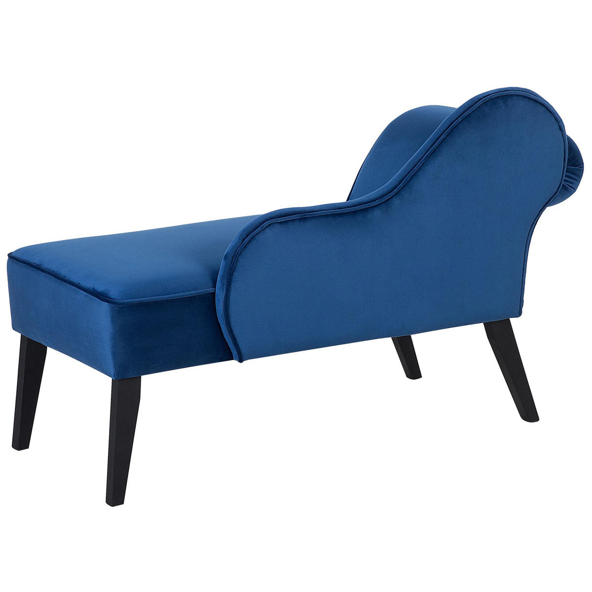 CHAISELONGUE Samtstoff marineblau linksseitig Biarritz - Blau, Textil (116/77/56cm) - Beliani