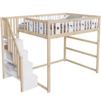 HOCHBETT 140/200 cm naturweiß aus Massivholz mit Treppe und Regalen - Naturfarben, Holzwerkstoff (140/200cm) - OKWISH