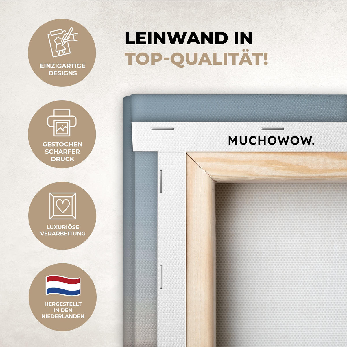 LEINWANDBILD Küstenlinie - Pastell - Wasser Wohnzimmer Groß 120x80 cm - Pastellblau, Textil (120/80cm) - MuchoWow