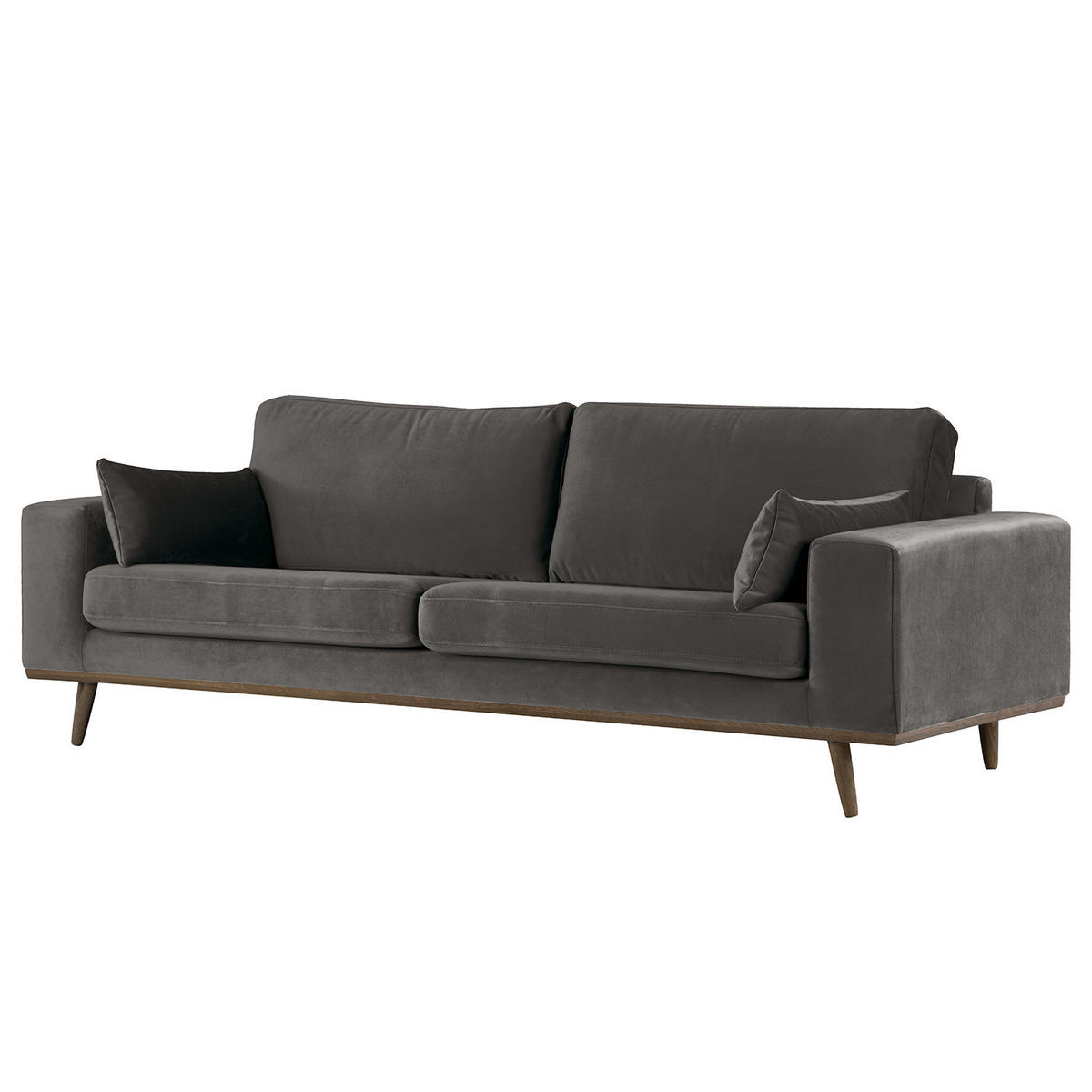 2-SITZER SOFA - Eichefarben/Dunkelgrau, Eichenholz/Textil (197/81/88cm) - home24
