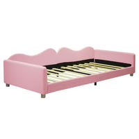 KINDEREINZELBETTEN aus Teddystoff 90x200 cm in Rosa mit Rückenlehne - Rosa, Textil (90/200cm) - Modfu