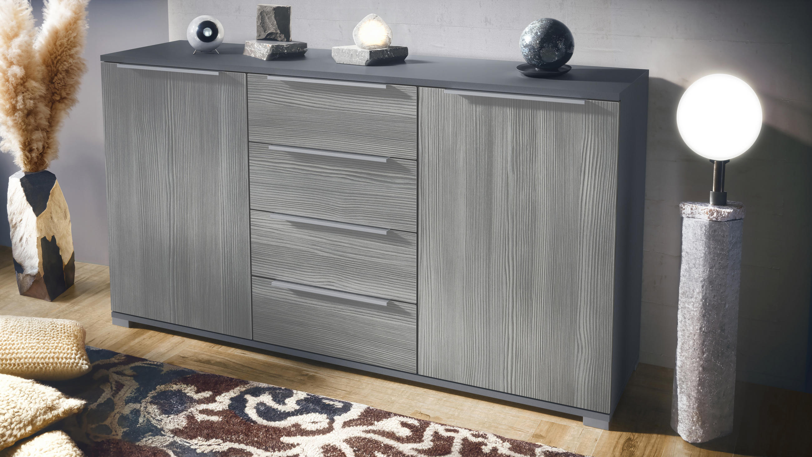 SIDEBOARD Linio Avola-Anthrazit - Anthrazit, Holzwerkstoff (138.5/75.5/35cm) - Vladon