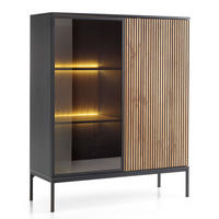 VITRINENSCHRANK Sento schwarz / Wotan Eiche 104 / 39 / 126cm - Eichefarben/Eiche Wotan, Holz/Holzwerkstoff (104/126/39cm) - Feldmann-Wohnen