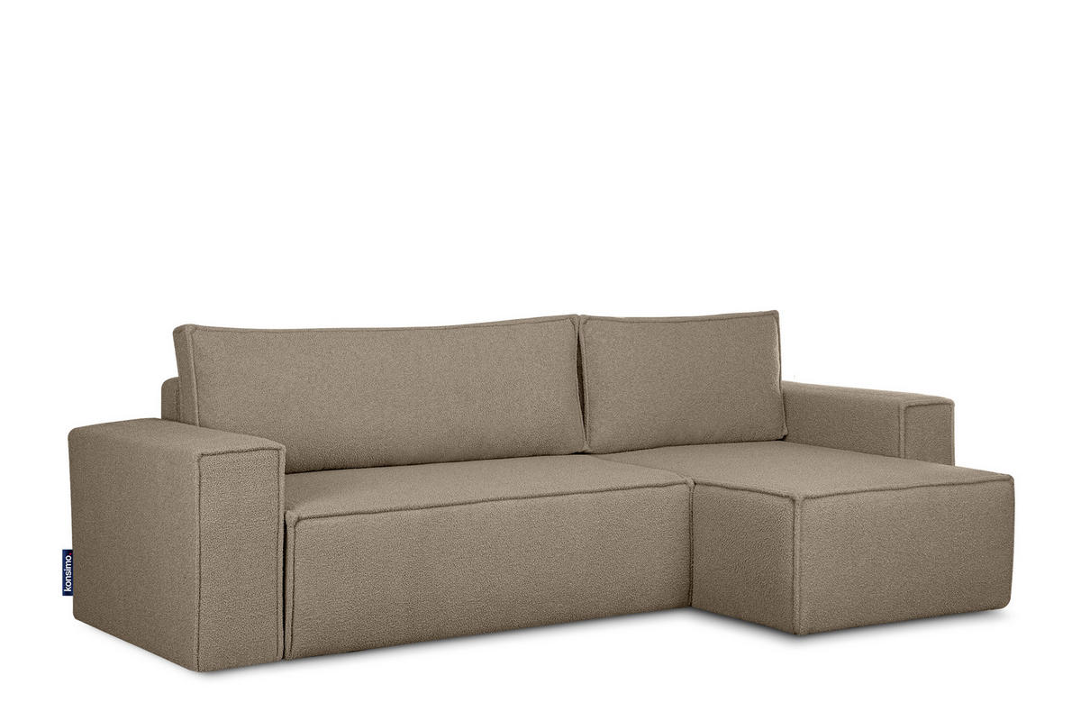 ECKSCHLAFSOFA-LINKS/RECHTS NAPI II in Pet Friendly Stoff, dunkelbeige - Beige/Braun, Textil (262/148cm) - KONSIMO®