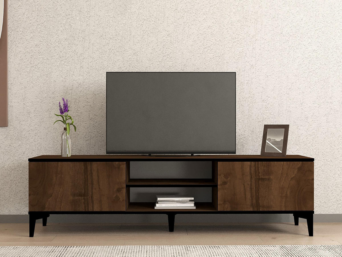 TV-MÖBEL Erem Nussbaum-Schwarz - Nussbaumfarben/Schwarz, Holz (180/45/40cm) - Habitat Garten