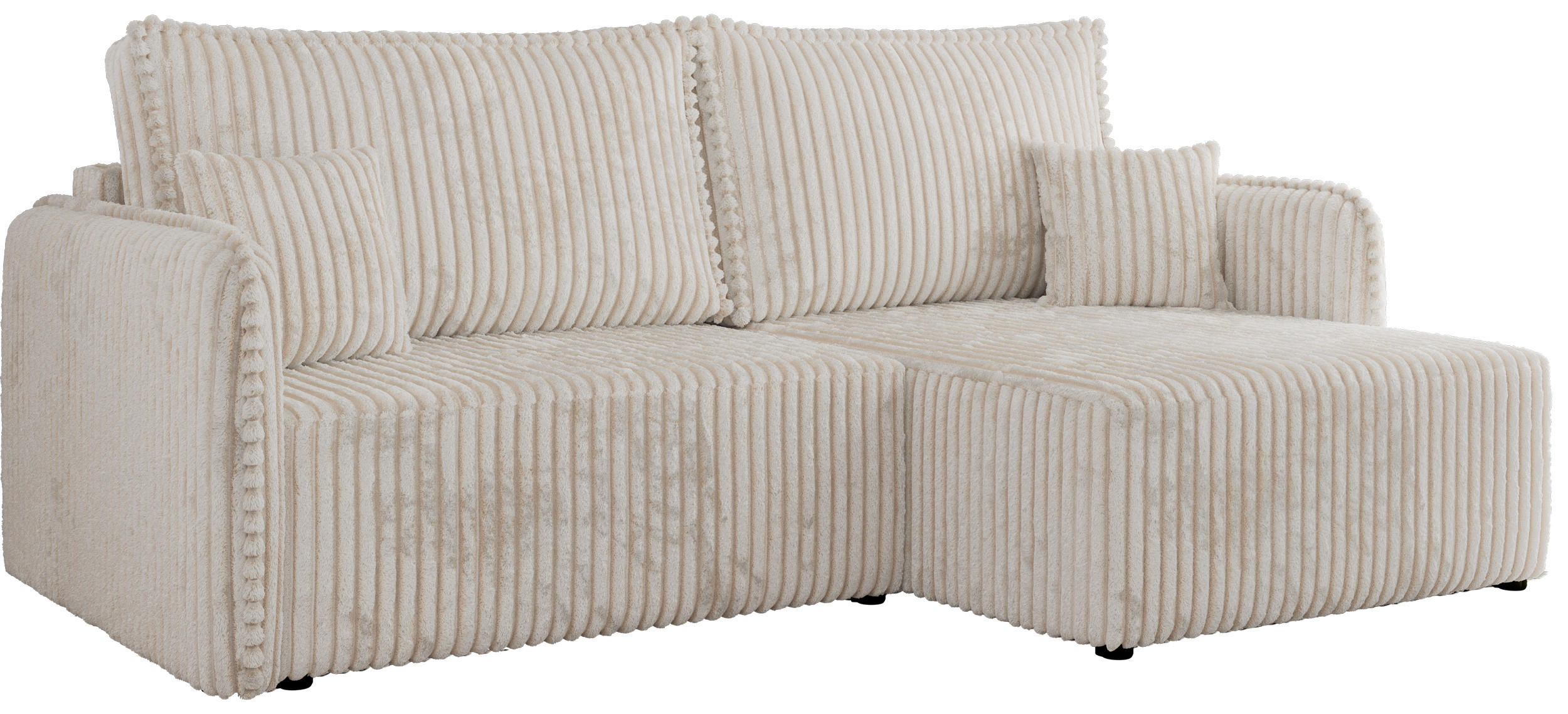ECKSCHLAFSOFA MESTO L Beige Cord - rechts - Beige/Schwarz, Kunststoff/Textil (147/227cm) - MKS
