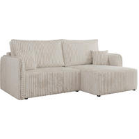 ECKSCHLAFSOFA MESTO L Beige Cord - rechts - Beige/Schwarz, Kunststoff/Textil (147/227cm) - MKS