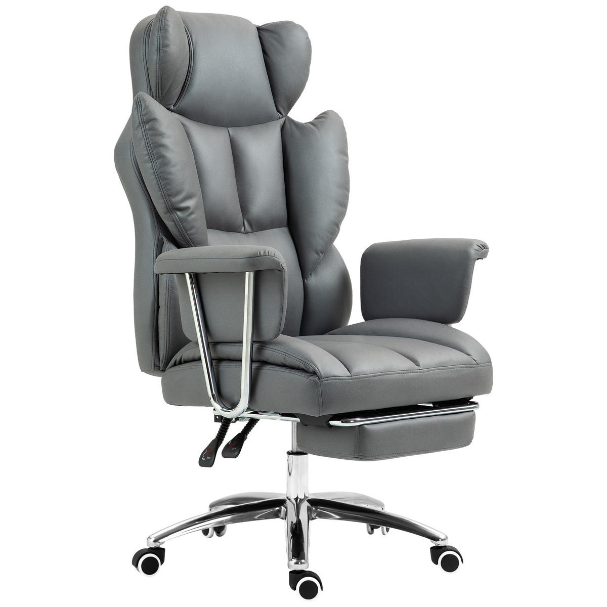 BÜROSTUHL DE-05019 Mit Fußstütze & verstellbarer Lehne Dunkelgrau - Dunkelgrau, Metall (65/128/74cm) - ComfortXL