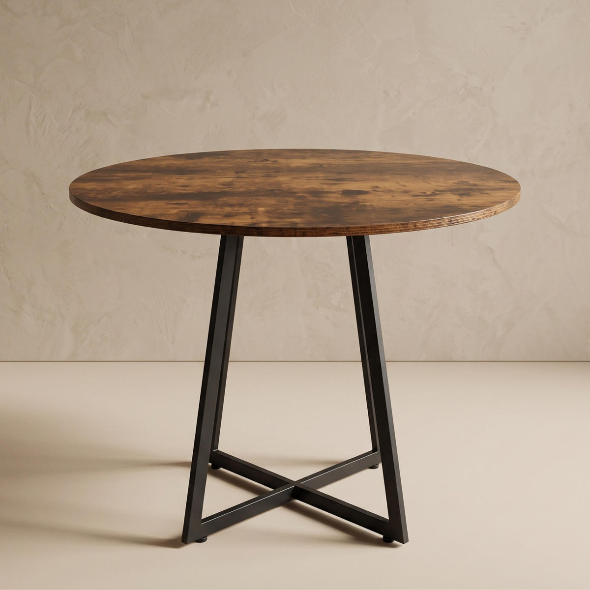 TISCH auf kreuzförmigem Gestell rund Dunkelbraun 80/80/72 cm - Braun, Metall (80/80/72cm) - SCENA LIVING