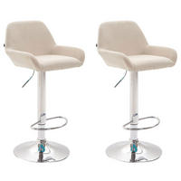 BARHOCKER 2er Set Prag Stoff chrom creme - Chromfarben/Creme, Textil/Metall (51/109/52cm) - TPFLiving