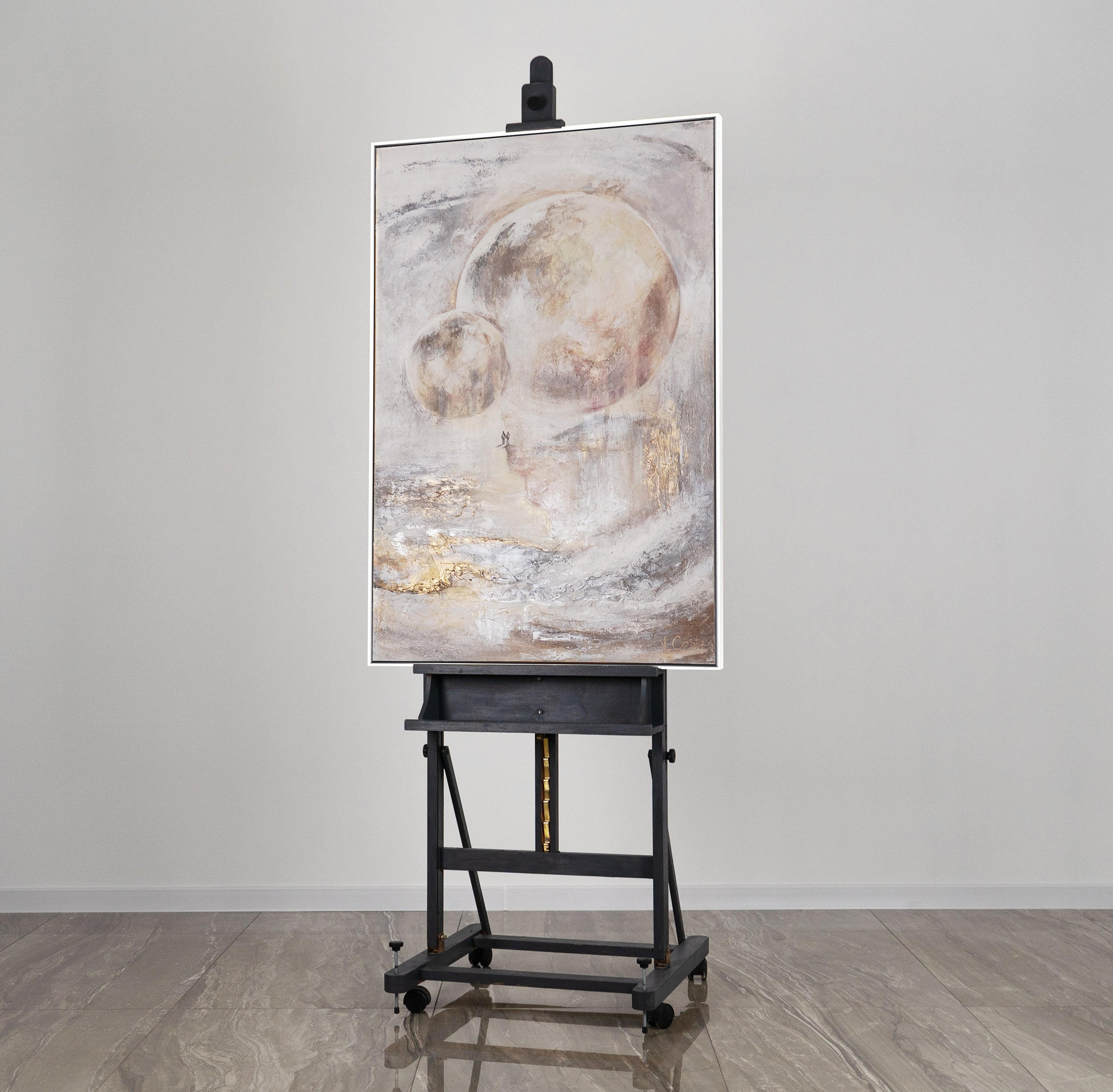 GEMÄLDE Sternenverbindung Schattenfugenrahmen Weiß 140x100 cm - Weiß, Holz (140/100cm) - YS-art gallery