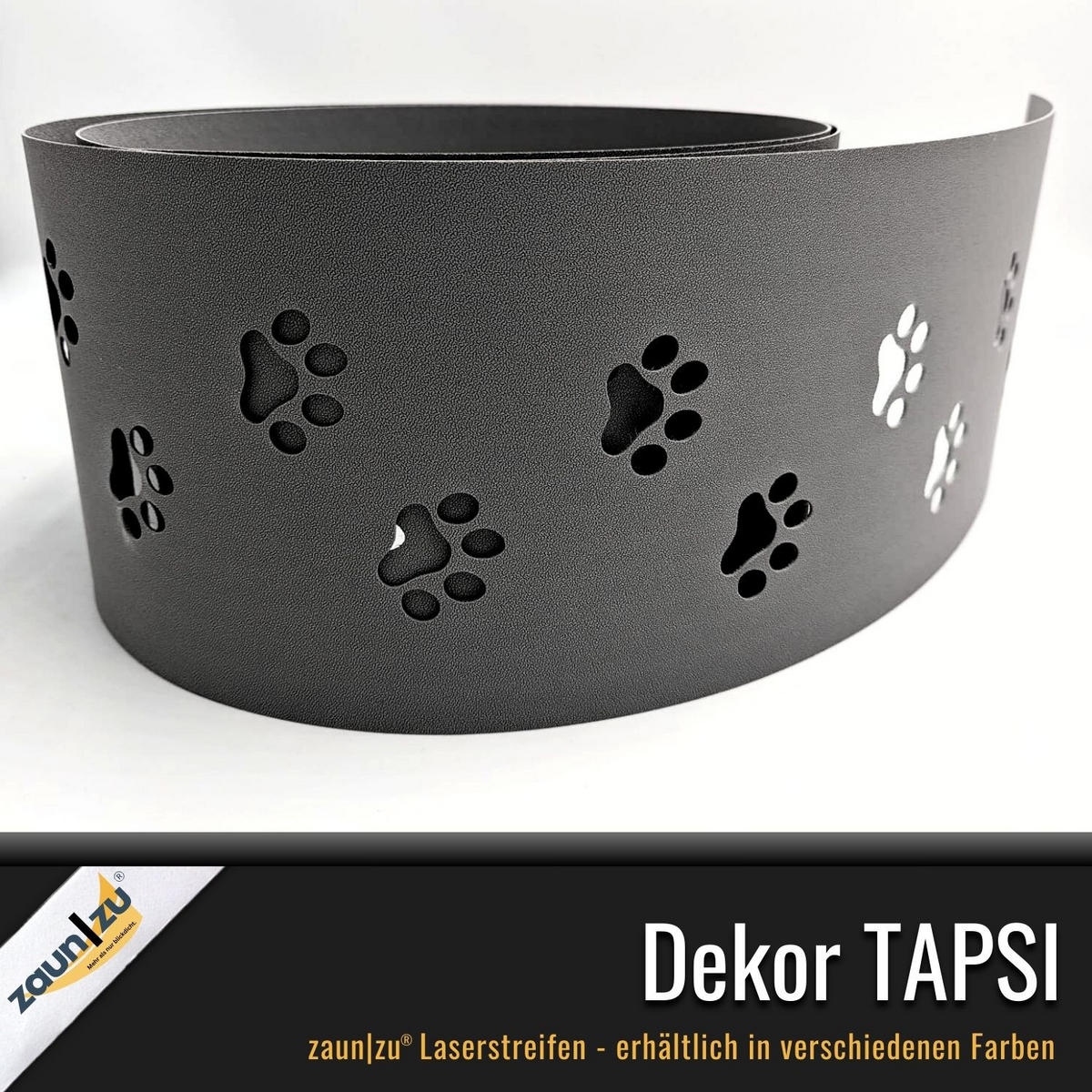 SICHTSCHUTZSTREIFEN PREMIUM Dekor Tapsi für Doppelstabzäune Schwarz 2,55m - Schwarz, Kunststoff (255/19cm) - ZAUN|ZU
