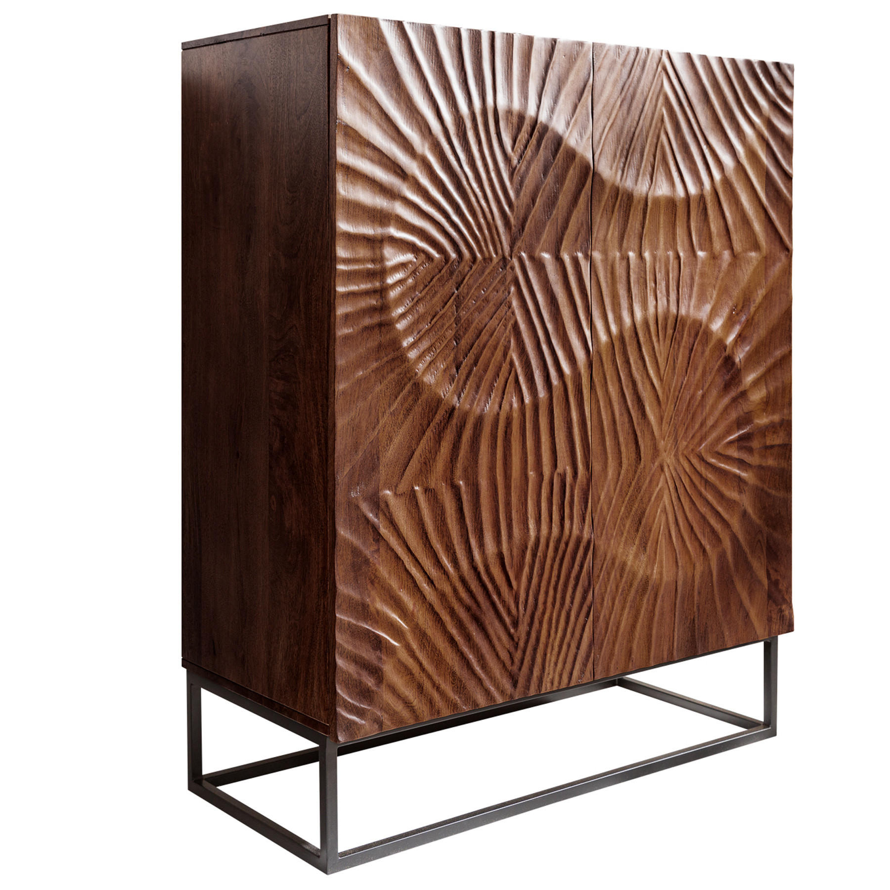 HIGHBOARD SCORPION Akazie Dunkelbraun 120cm - Schwarz/Braun, Holz/Metall (100/120/38cm) - riess-ambiente