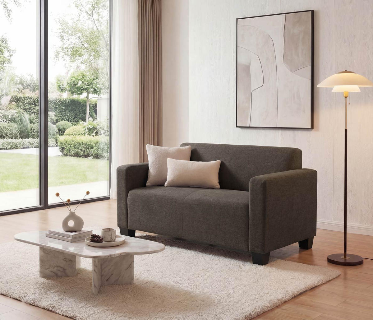 2ER SOFA COUCH LOUNGESOFA Braun - Braun, Textil (136/76/72cm) - MCW