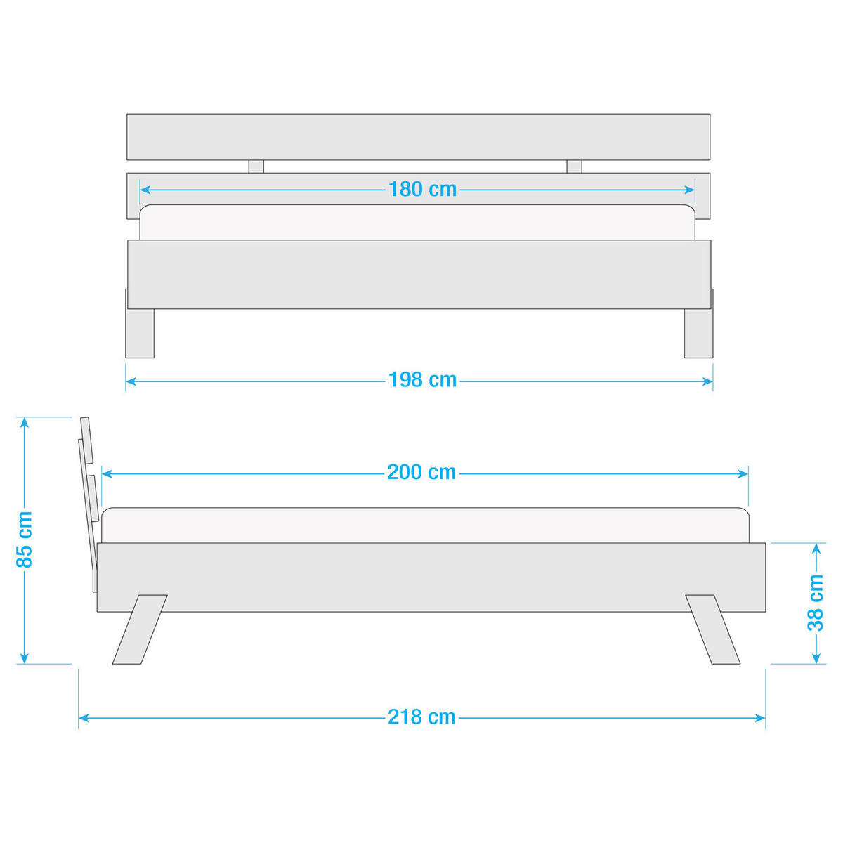 MASSIVHOLZBETT - Eichefarben, Holz (180/200cm) - home24
