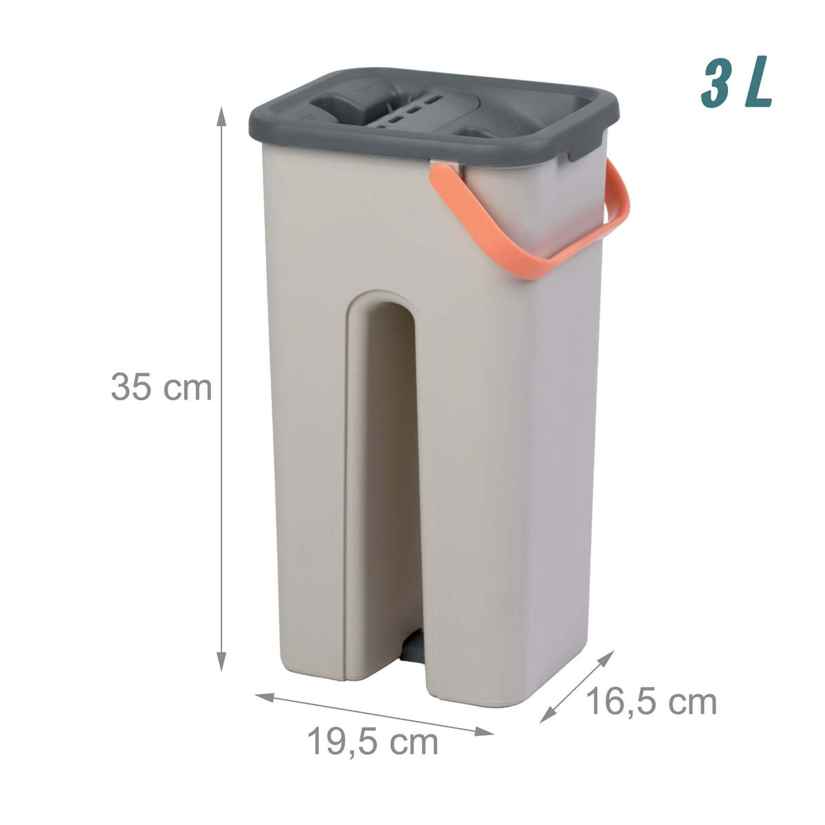 SADA PLOCHÉHO MOPU Antracit Šedá Korálová 2-komorový kbelík se ždímáním 2ks-Set mikrovláknových návleků - různobarevná, kov/textil (19.5/35/16.5cm) - Relaxdays