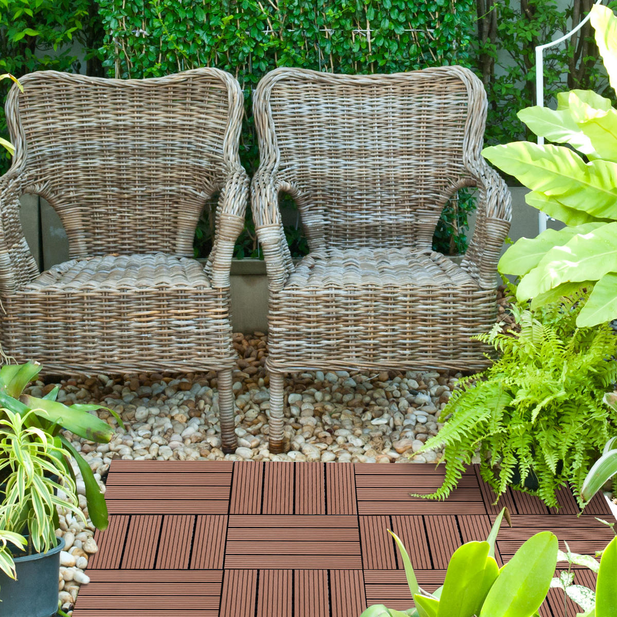 TERRASSENPLATTEN 11er-Set DE-13785 klickbar aus HDPE Hellbraun - Braun, Kunststoff (30/30/2.2cm) - ComfortXL