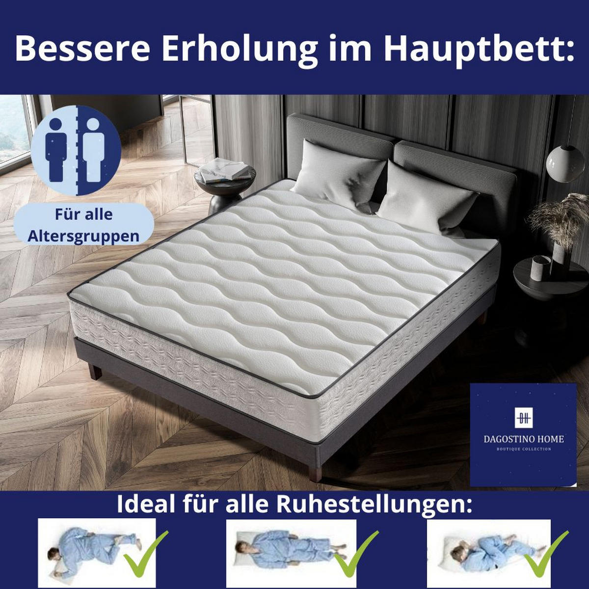 KALTSCHAUMMATRATZE Firenza H3/H4 160x200 - Weiß, Textil (160/200cm) - Dagostino Home