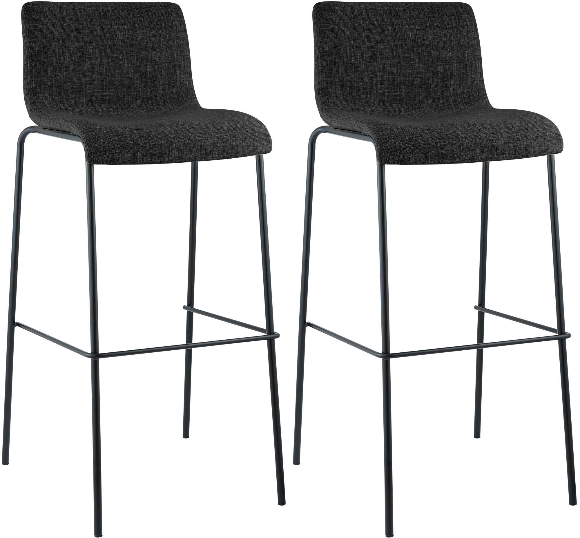 BARHOCKER 2er Set Stoff dunkelgrau - Dunkelgrau/Schwarz, Textil/Metall (43/100/48cm) - CLP