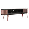 TV-LOWBOARD Roenni Oval Ember - Messingfarben/Schwarz, Holzwerkstoff/Metall (140/44/40cm) - MIRJAN24