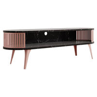 TV-LOWBOARD Roenni Oval Ember - Messingfarben/Schwarz, Holzwerkstoff/Metall (140/44/40cm) - MIRJAN24