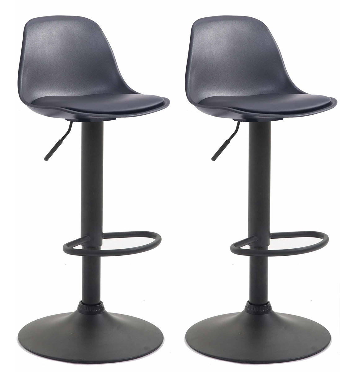 BARHOCKER 2er Set Lederlook schwarz - Schwarz, Kunststoff/Textil (39/82/43cm) - CLP