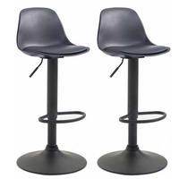 BARHOCKER 2er Set Lederlook schwarz - Schwarz, Kunststoff/Textil (39/82/43cm) - CLP