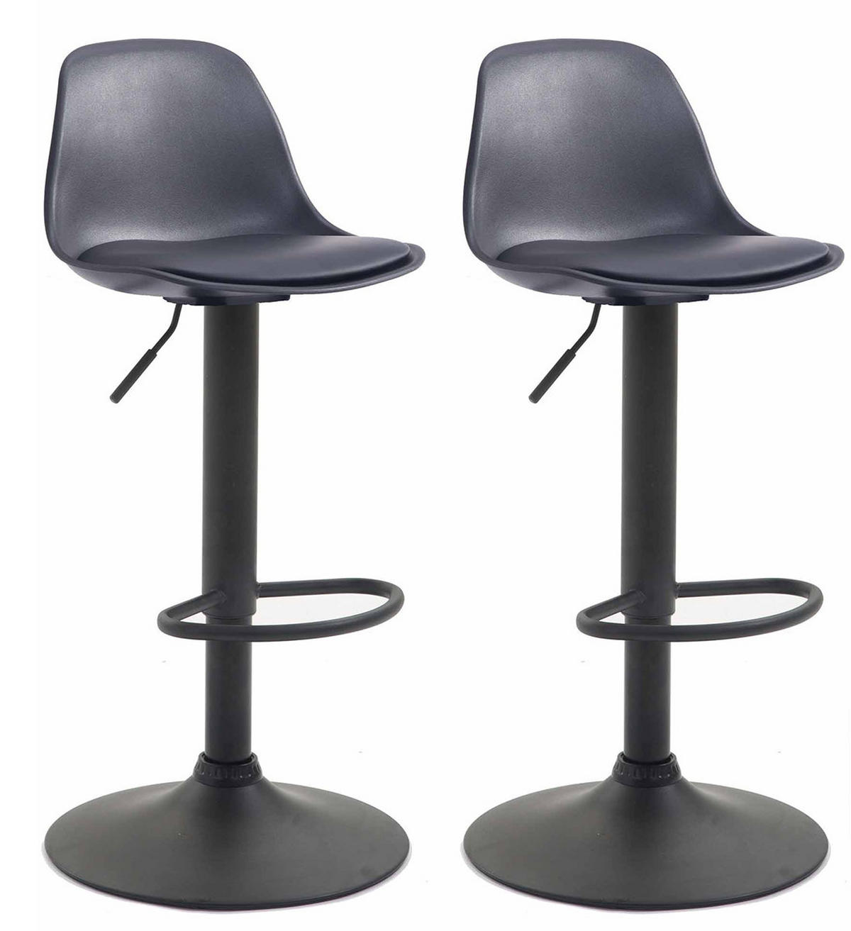 BARHOCKER 2er Set Lederlook schwarz - Schwarz, Kunststoff/Textil (39/82/43cm) - CLP