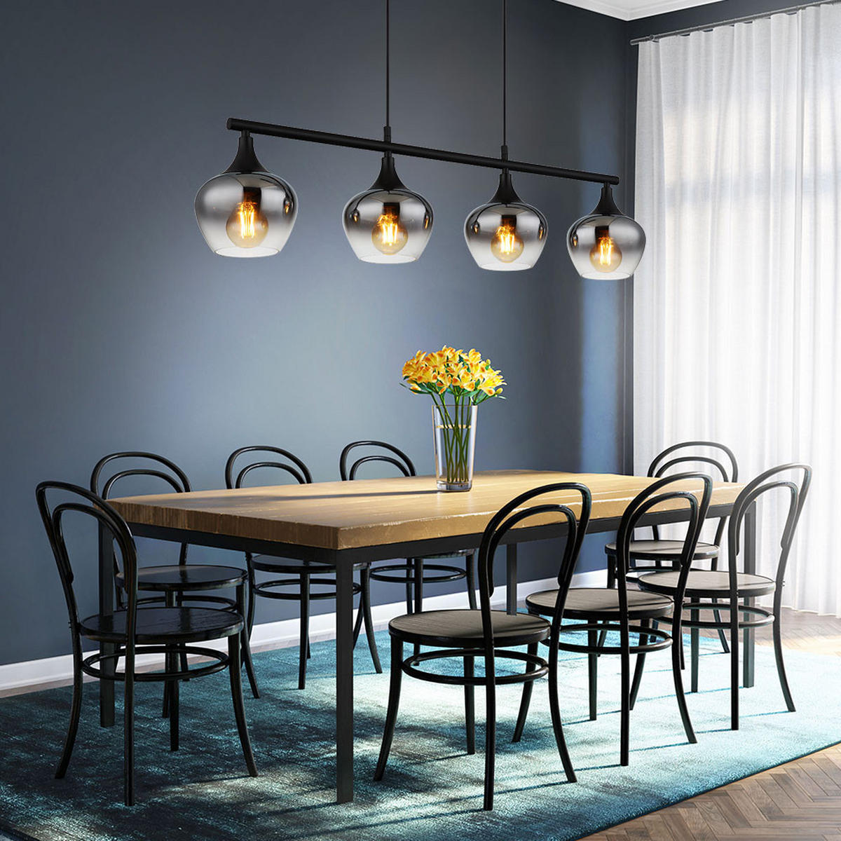 LED HÄNGELEUCHTE Maxy Metall Schwarz - Schwarz, Glas (90/15/120cm) - Globo Lighting