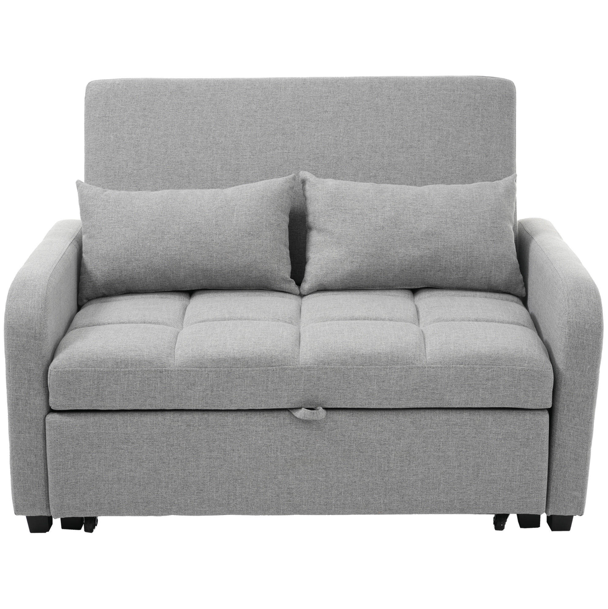 SCHLAFSOFA aus Baumwolle, Leinen, Holz und Metall 75x127x94 cm Antikgrau mit Schlaffunktion und verstellbarer Rückenlehne - Grau, Kunststoff (75/94/127cm) - Modfu